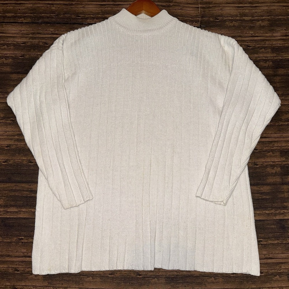 Vintage 90s Chaus Sport Crewneck Sweater Mens Small White Pullover